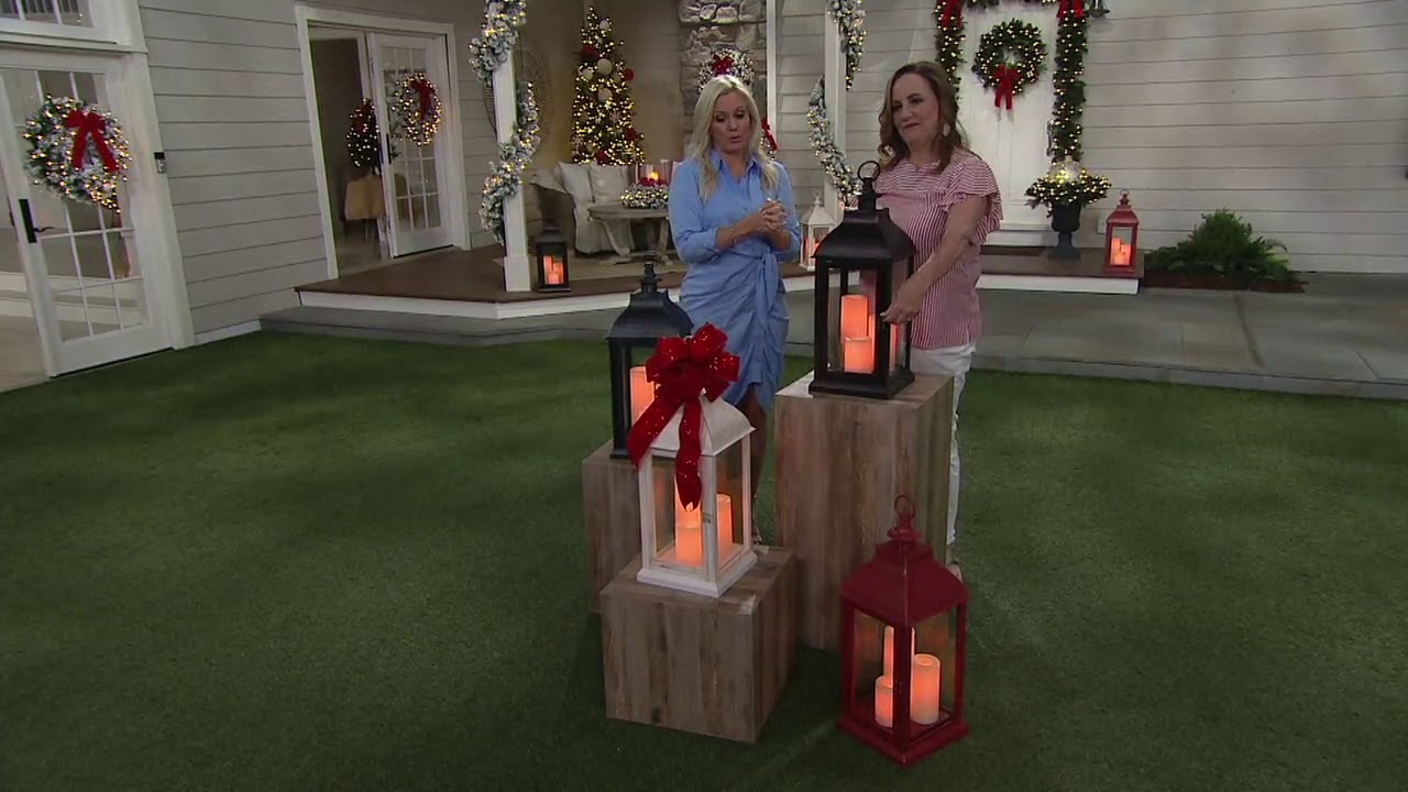 Candle Impressions 23" Large Indoor/ Outdoor Lantern with 3 Candles on QVC