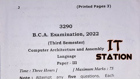Computer architecture and Assembly language previous year exam paper BCA 3rd semester || 2022