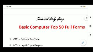 Top 50 Full Form of Basic Computer Part 1 || Technical Study Group || screenshot 1