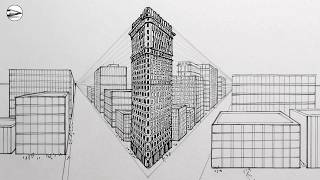 How To Draw New York Flatiron Building In Perspective Narrated Drawing Tutorial