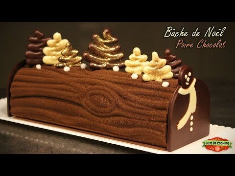 Bûche de noël au chocolat, poire et pralin – Cuisine ta ligne