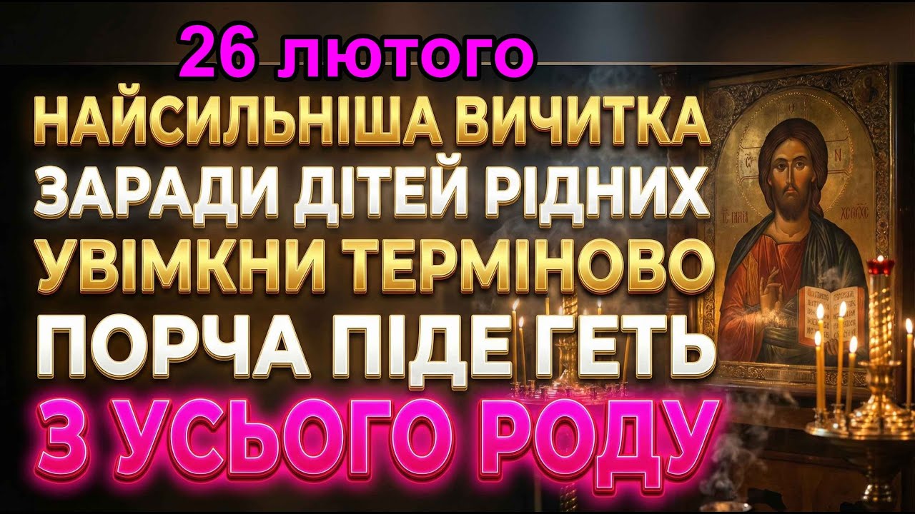 26 лютого ВИЧИТКА ЯКА ЗНІМАЄ ПОРЧУ, ПРОКЛЬОНИ, СВАРКИ З УСІЄЇ РОДИНИ! ДІТИ І ОНУКИ ПІД ЗАХИСТОМ!
