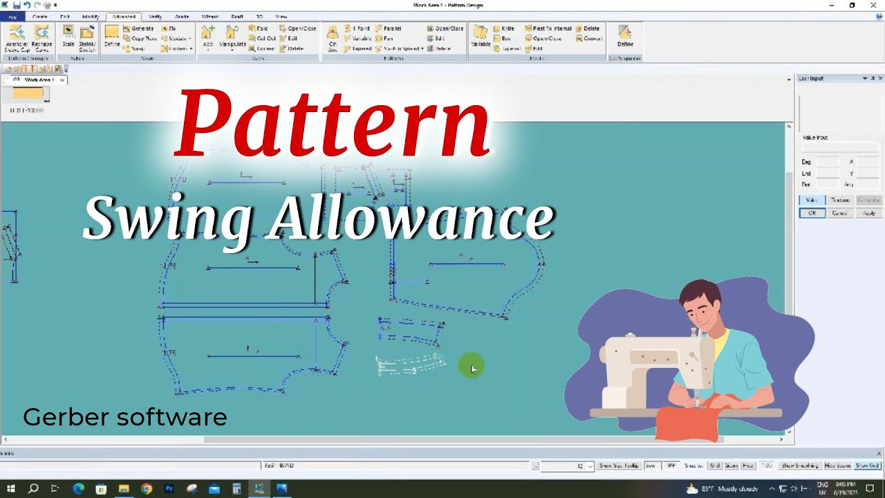 How to pattern swing Allowance Gerber software for Beginner - YouTube