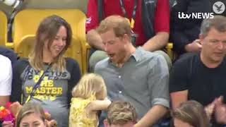Cute baby Toddler steals popcorn from Prince Harry and His reaction was amazing!