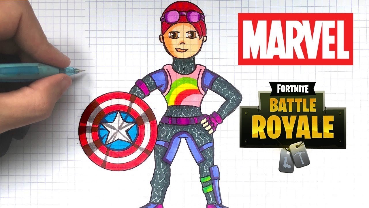 TUTO FACILE TERREUR FLUO CAPTAIN AMERICA FORTNITE DESSIN