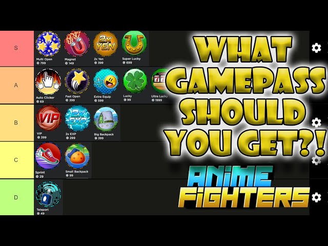 NEW* The BEST Anime Fighter Simulator GAMEPASS Tier list! - Upd 35! 