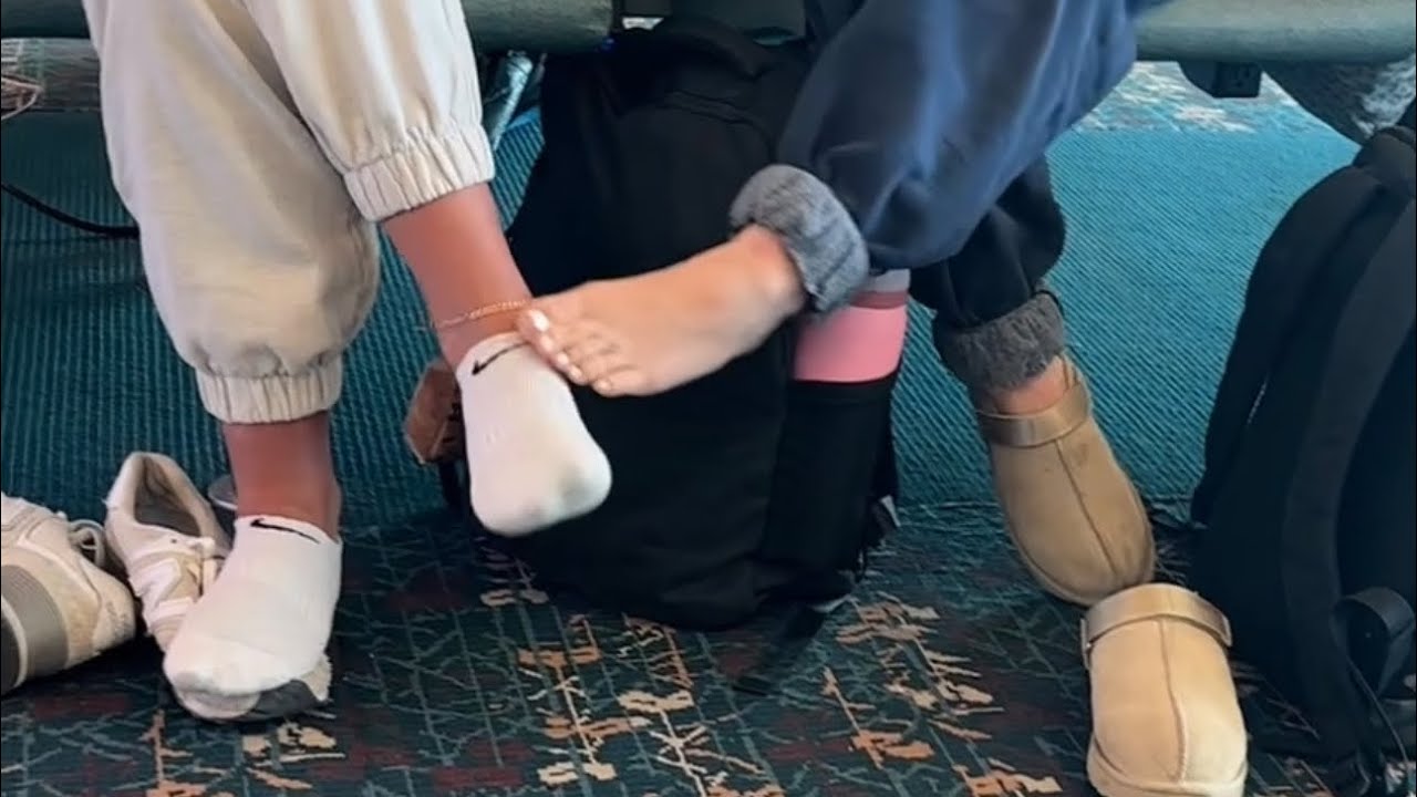 candid feet in airport double catch preview