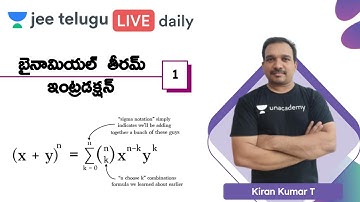 JEE Maths: Binomial Theorem L1 | Introduction | JEE Telugu | Kiran Kumar