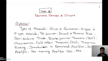 Unit 4 Electronic Devices and Circuits Lecture 1