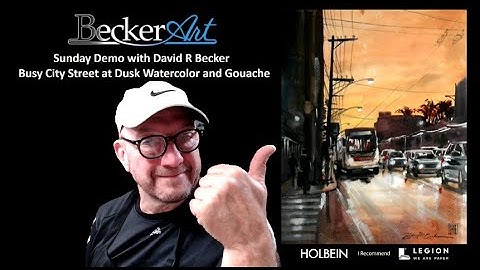 Sunday Demo with David R Becker  | Busy City Street at Dusk Watercolor and Gouache