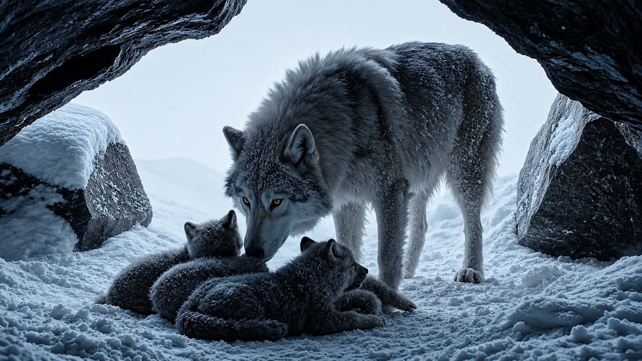 Night of the Blizzard: The Alpha Wolf Saves the Cubs from Death | Wolf ...