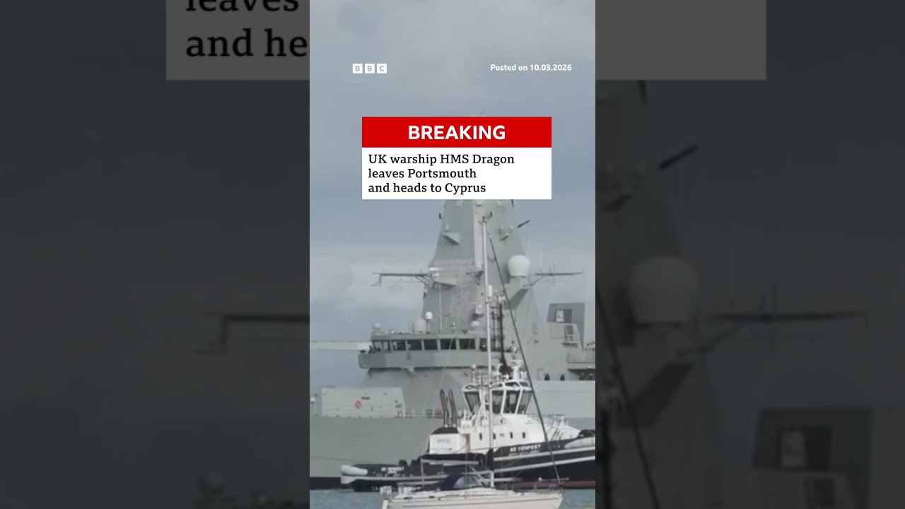 British warship HMS Dragon departs the UK, heading to the Eastern Mediterranean. #Iran #BBCNews