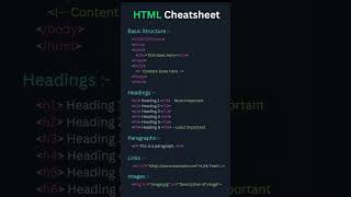 Master HTML: Ultimate Cheatsheet for Web Wizards 🧙‍♂️✨  #HTMLCheatsheet #WebDevelopment #CodingMagic Profile