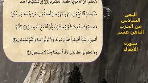 القرآن الكريم مقسم الى أثمان : الثمن السادس (6) – الحزب الثامن عشر (18) -  سورة الأنفال - رواية ورش.