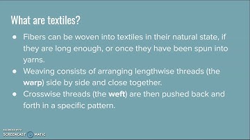 Forensic Science: Ch. 4 Lecture 1 Fibers, Yarns, and Textiles