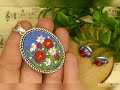Wild flowers embroidered jewelry set. Набір прикрас з вишивкою