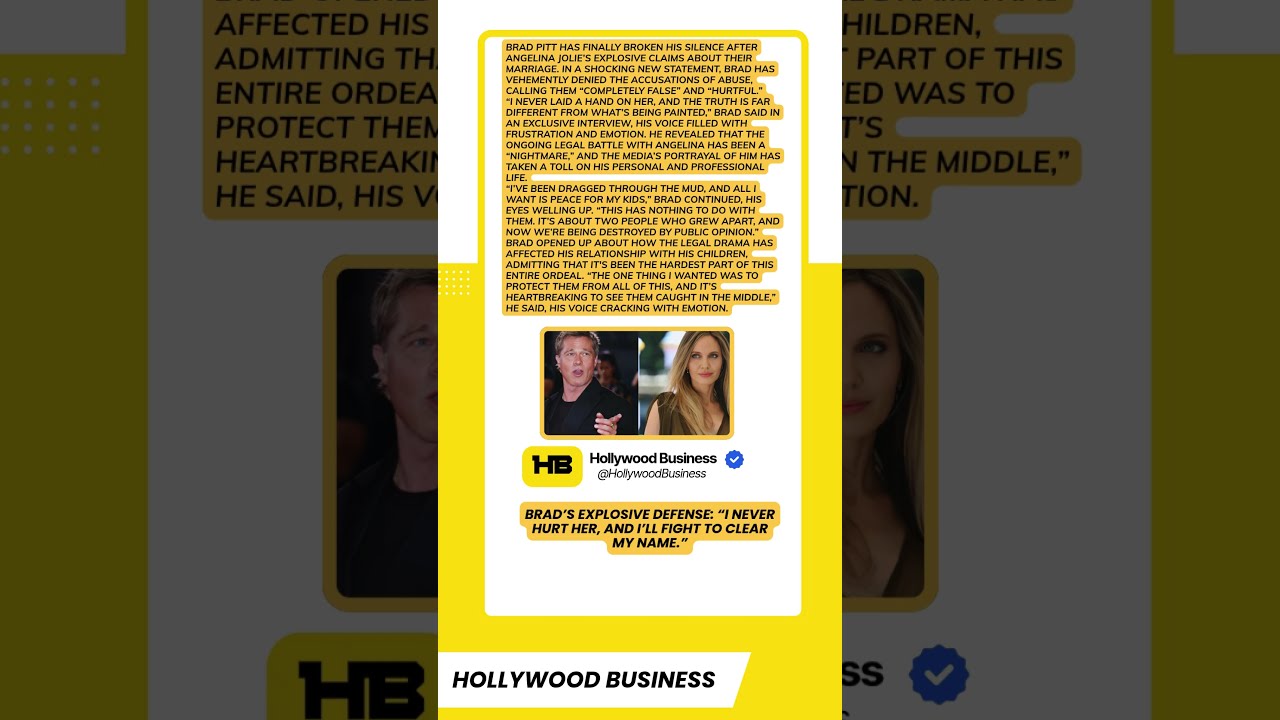 Brad Pitt S Explosive Response To Angelina Jolie Claims I Never Hurt Her 