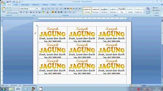 Cara membuat label stiker Kemasan Keripik Jagung dengan cepat dan mudah menggunakan tabel di MS Word screenshot 1