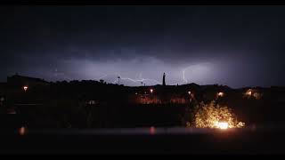 Night cityscape with thunderstorm epic blinking li 4k | Heavy Rain City Night