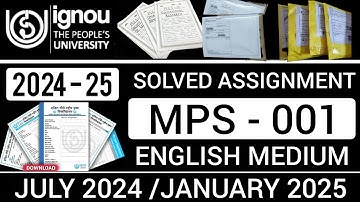MPS 01 SOLVED ASSIGNMENT 2024-25 IN ENGLISH | MPS 001 SOLVED ASSIGNMENT 2024-25 IN ENGLISH | MPS 1