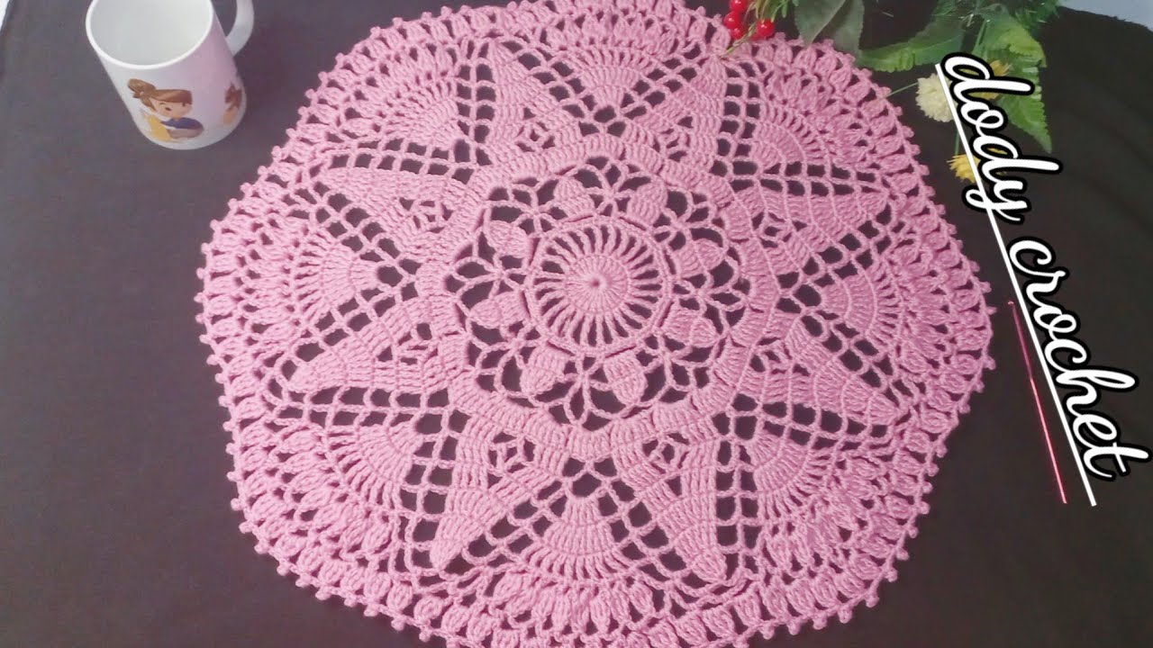 مفرش كروشية دائري سهل  crochet doily  part 2