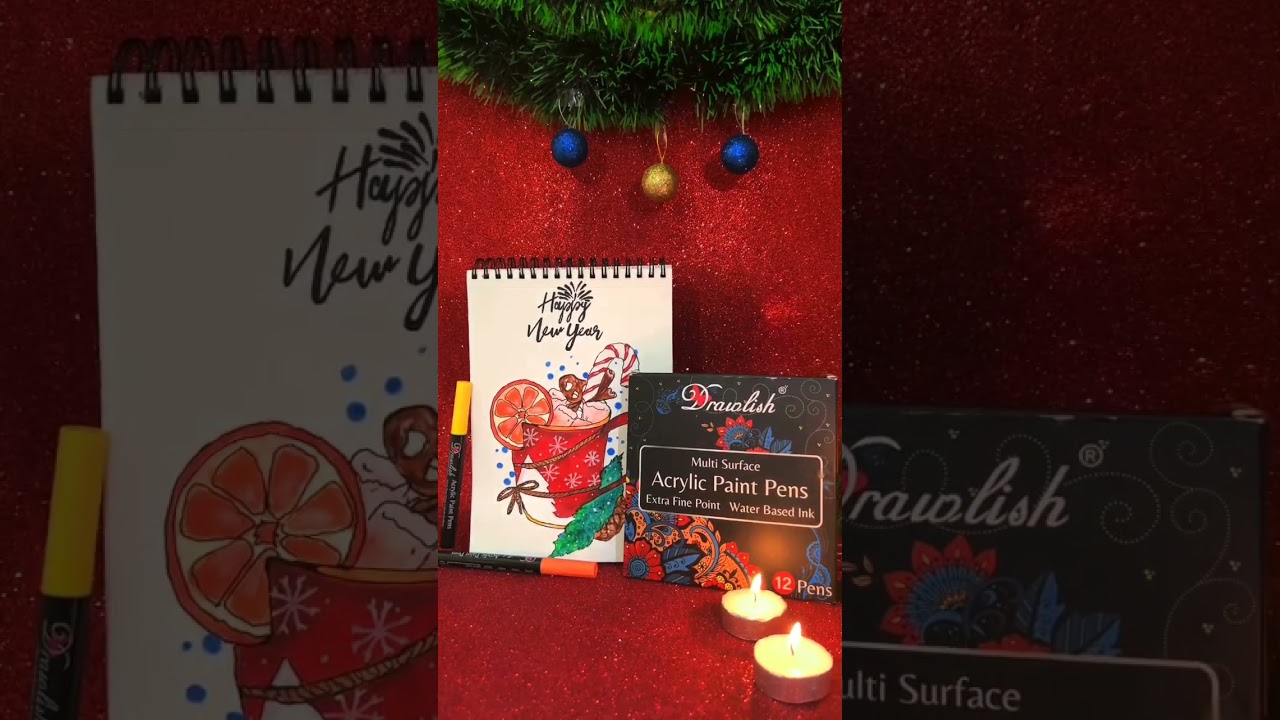 Holiday Season Christmas Painting Highlights with Drawlish Acrylic Paint and Acrylic Marker Pens