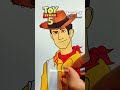 Drawing Woody in different Levels 🤠 #art #drawing #toystory #shorts