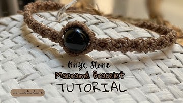 DIY Macrame Bracelet with Onyx Stone | Easy Tutorial | Boho Jewelry 🖤
