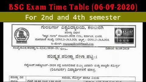 For Repeaters BSC Exam TimeTable 6-9-2020 2nd and 4th sem gulbarga university CBCS