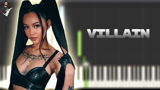 Bella Poarch - Villain | Instrumental Piano Tutorial / Partitura / Karaoke / MIDI