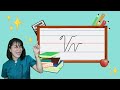 Learning cursive writing letter vv