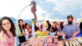 Most Trending Seahorse in Kampot! Best Seafood at Crab Market - Cambodia Street Food at Night Market