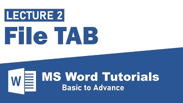 Lecture 2 - File Tab - MS Word Tutorials in Urdu / Hindi