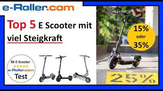E Scooter mit der höchsten Steigkraft im Test 2026: Der Testsieger schafft 38%!