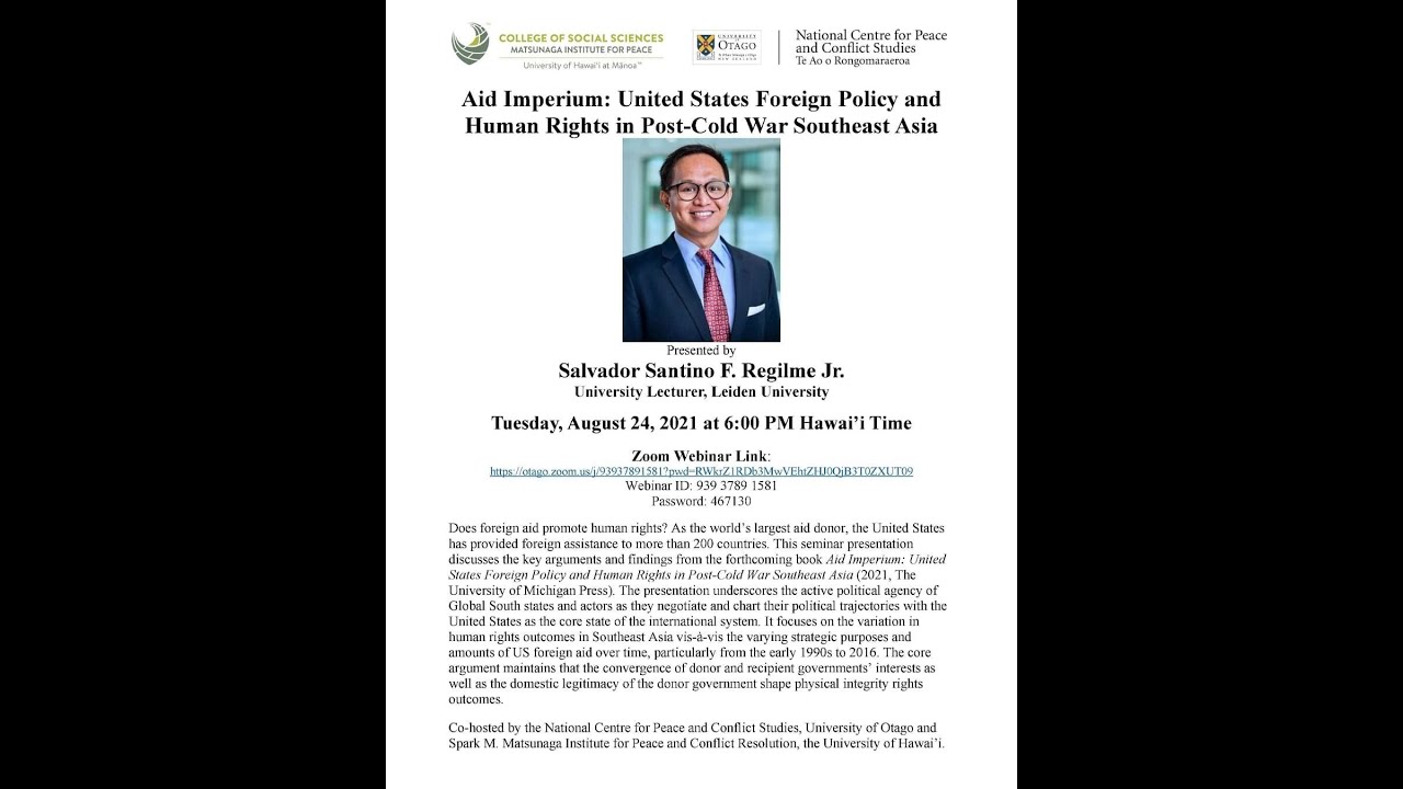 Aid Imperium: US Foreign Policy and Human Rights in Post-Cold War Southeast Asia - Book Talk (Otago)