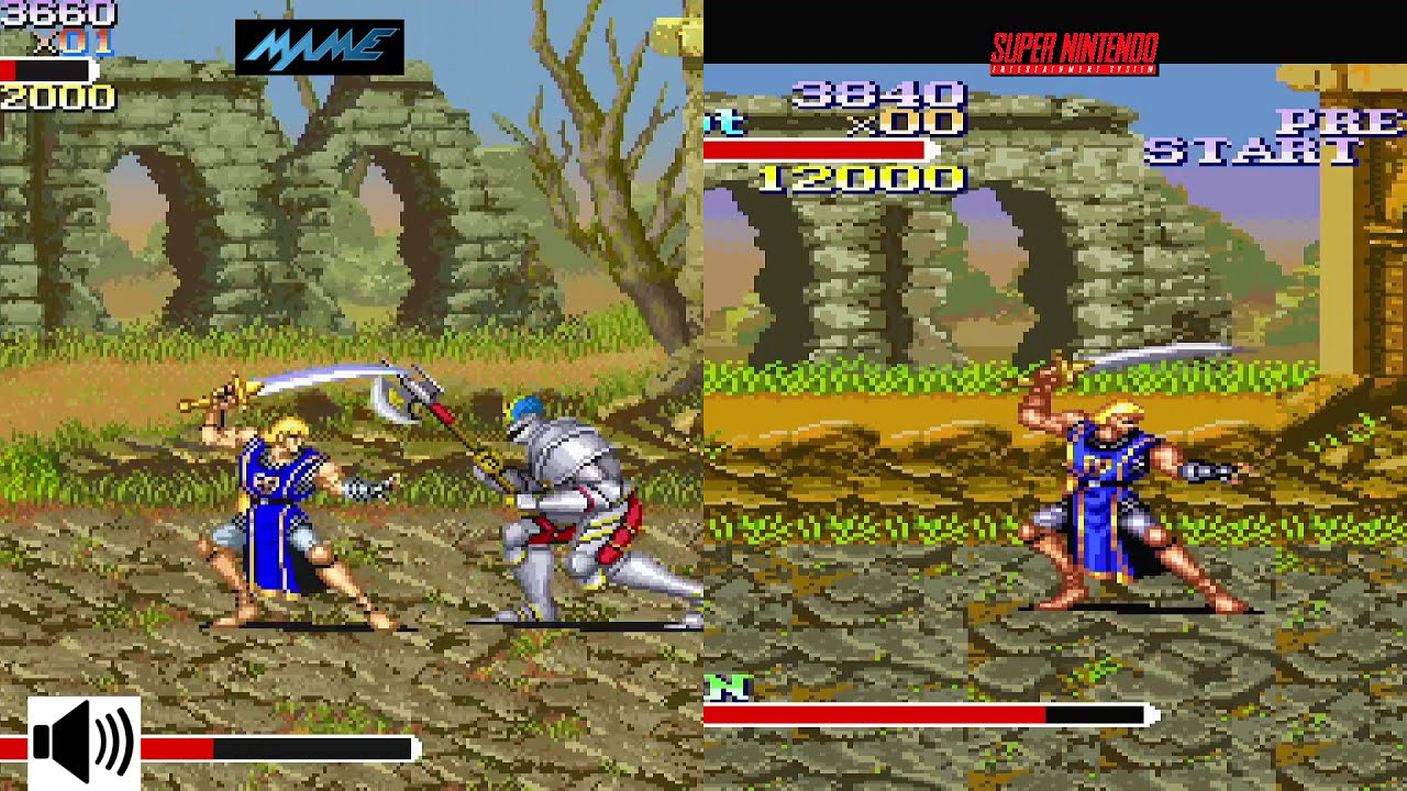 Knights of the Round Arcade VS SNES Console VS Console