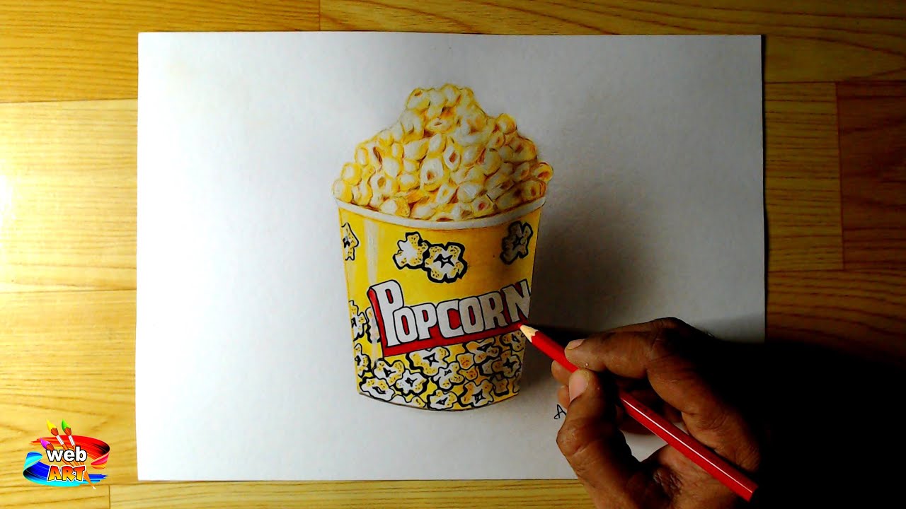 Drawing Popcorn 🍿 How To Draw Kawaii Popcorn Step By Step Super Easy Webart 100 Youtube