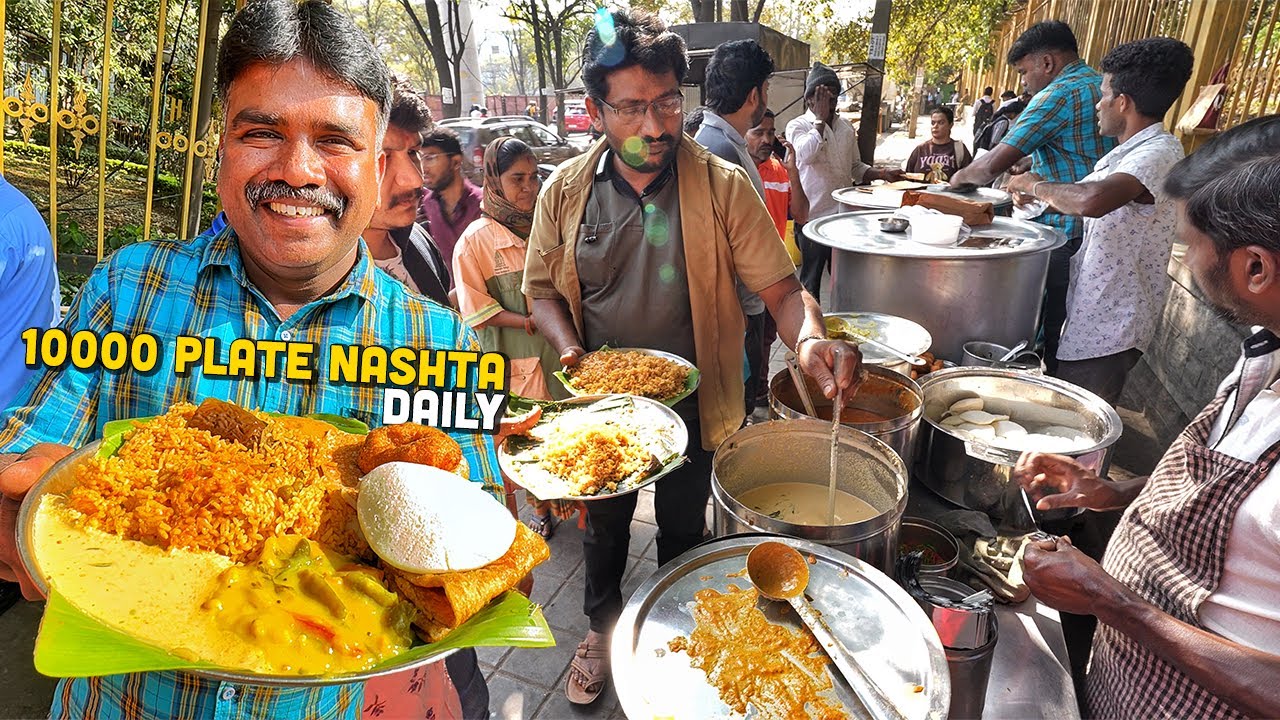 ₹60/- Only Bangalore Food Thali 😍 This NO NAME SETUP sells 10000 Plates daily + Janki Paniyaram