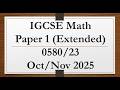 IGCSE Math Paper 2 (Extended) 0580/23 Solutions 📘