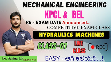 KPCL Mechanical | Fluid Machines |CLASS-01 |KPCL-Rexam /BEL-EAT M.E -TTT COACHING | Competitive Exam
