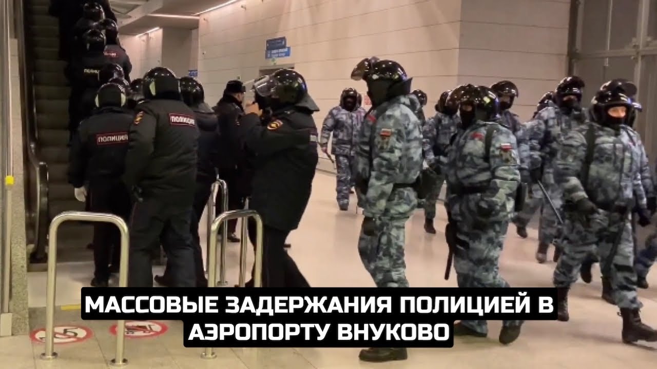 Массовые задержания полицией в аэропорту Внуково
