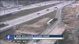 Zoo interchange ramp reopened after semi-rollover