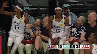 HILARIOUS: Sykes Sits With Fans Frustrated She Couldn't Save Ball From Going Out Of Bounds #WNBA