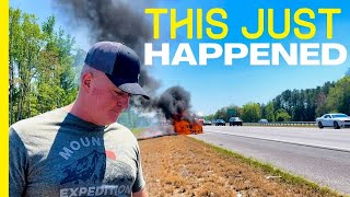 No Campgrounds Plus RV Tow Car FIRE