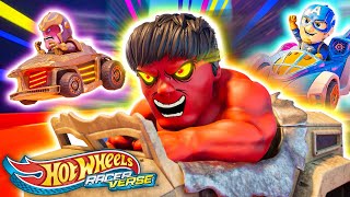Red Hulk Car Vs. Thanos Car Smash And Crash Marvel Character Cars In The Hot Wheels Racerverse