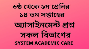 Class 6 to class 9  14th Week Assignment Answer lSystem Academic Care l Assignment  Answer 14th week