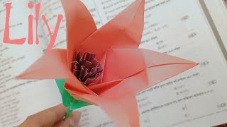 How to make Lily flower with paper | easy paper flower making idea