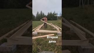 2ой день строительства домика.  День в одиночку) заготовка каркаса!