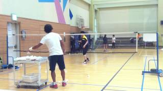 Badminton lesson 20150518(MON) - long service return
