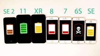 2020 iPhone SE vs iPhone 11 vs XR vs 8 vs 7 vs 6S vs SE Battery Life DRAIN  TEST 